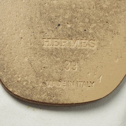 Pre Owned Hermes Oran Size 39 White Leather Flat Slide