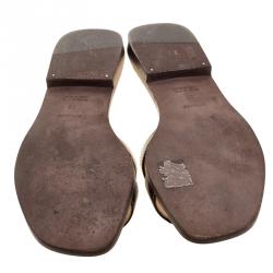 Hermes Dark Brown Leather Oran Box Sandals Size 38