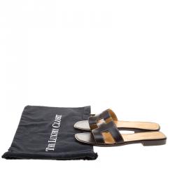Hermes Dark Brown Leather Oran Box Sandals Size 38