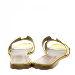 Hermes Yellow Patent Oran Box Sandals Size 38.5