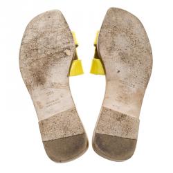 Hermes Yellow Patent Oran Box Sandals Size 38.5