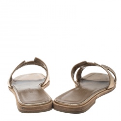 Hermes Metallic Bronze Leather Oran Flat Sandals Size 35