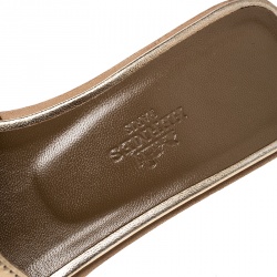 Hermes Metallic Bronze Leather Oran Flat Sandals Size 35