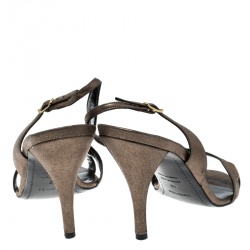 Pre Owned Hermes Metallic Bronze Suede Night Slingback Sandals Size 40