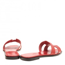 Hermes Red Patent Leather Oran Box Sandals Size 36