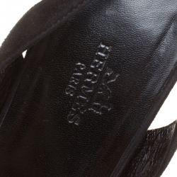 Hermes Blue/Black Velvet and Suede Night Slingback Sandals Size 36.5