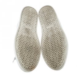 Pre Owned Hermes Metallic Silver Leather Quicker Sneakers Size 40