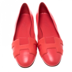 Pre Owned Hermes Sorbet Leather Nice Ballet Flats Size 38.5