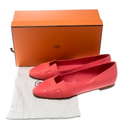 Pre Owned Hermes Sorbet Leather Nice Ballet Flats Size 38.5