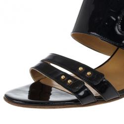 Hermes Black Patent Mules Size 38.5