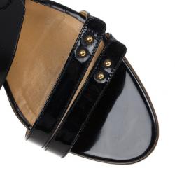 Hermes Black Patent Mules Size 38.5