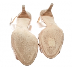 Pre Owned Hermes Metallic Bronze Leather Night Slingback Sandals Size 39.5