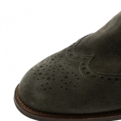 Hermes Grey Suede Leather Brighton Low Ankle Boots Size Size 38