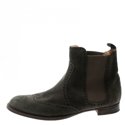 Hermes Grey Suede Leather Brighton Low Ankle Boots Size Size 38