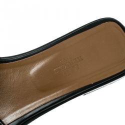 Hermes Black Leather Oran Flat Sandals Size 39.5