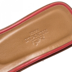 Pre Owned Hermes Red Leather Oran Box Sandals Size 36