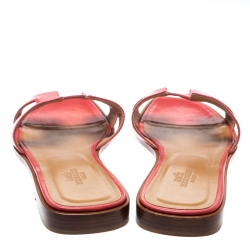 Pre Owned Hermes Red Leather Oran Box Sandals Size 36