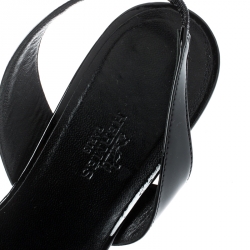 Pre Owned Hermes Black Patent Leather Ottomane Slingback Sandals Size 37