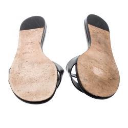Hermes Black Leather Lisboa Flat Slides Size 38