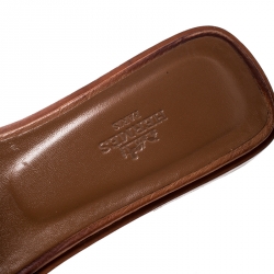 Hermes Brown Ostrich Leather Oran Sandals Size 37