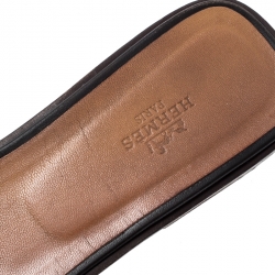 Hermes Dark Brown Leather Oran Flat Sandals Size 40