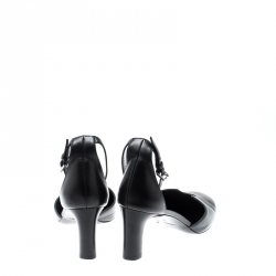 Pre Owned Hermes Black Leather Lady 70 Ankle Strap Sandals Size 38