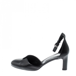 Pre Owned Hermes Black Leather Lady 70 Ankle Strap Sandals Size 38