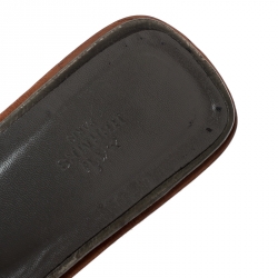 Pre Owned Hermes Grey Ostrich Leather Oran Flat Sandals Size 40