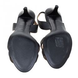 Hermes Black Leather Night Slingback Sandals Size 37