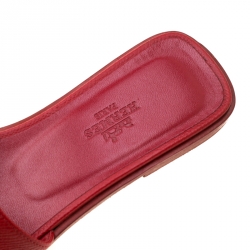 Hermes Red Leather Oran Slide Size 35