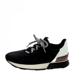 Hermes Monochrome Mesh And Leather Miles Platform Sneakers Size 37