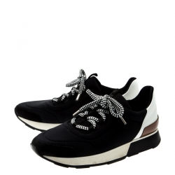 Hermes Monochrome Mesh And Leather Miles Platform Sneakers Size 37
