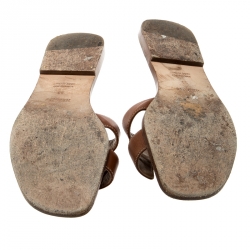 Hermes Brown Leather Oran Sandals Size 39