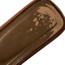 Hermes Brown Leather Oran Sandals Size 39