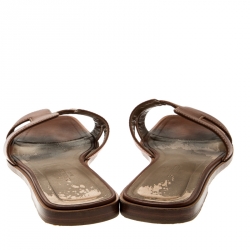 Hermes Brown Leather Oran Sandals Size 39