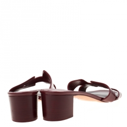 Hermes Burgundy Patent Leather Oasis Slip On Sandals 39.5