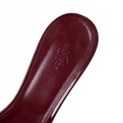 Hermes Burgundy Patent Leather Oasis Slip On Sandals 39.5