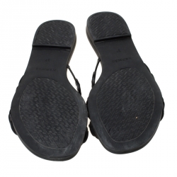 Hermes Black Rubber Nude Slip On Slides Size 37