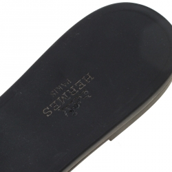 Hermes Black Rubber Nude Slip On Slides Size 37