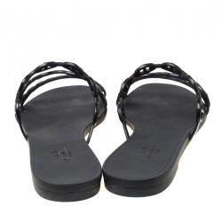 Hermes Black Rubber Nude Slip On Slides Size 37