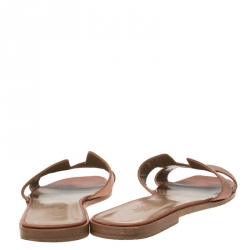 Hermes Brown Leather Oran Slip On Slides Size 41