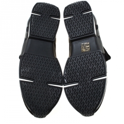 Pre Owned Hermes Black Mesh And Leather Soft High Top Sneakers Size 38