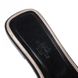 Hermes Metallic Bronze Leather Oran Flat Slides Size 36