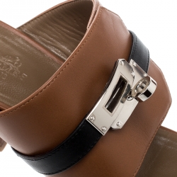 Hermes Tricolor Leather Ovation Slide Sandals Size 38.5 