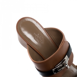 Hermes Tricolor Leather Ovation Slide Sandals Size 38.5 