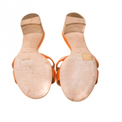 Hermes Orange Leather Oasis Slides Size 40