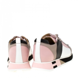 Pre Owned Hermes Multicolor Leather Rebus Lace Up Sneakers Size 35