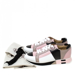 Pre Owned Hermes Multicolor Leather Rebus Lace Up Sneakers Size 35