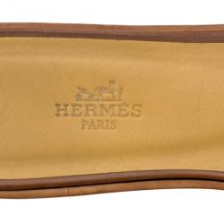 Pre Owned Hermes Brown Leather Oran Box Leather Sandals Size 37