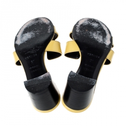Hermes Yellow Patent Leather Oasis Slides Size 37